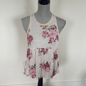 Grace & Lace Floral Tank Top - Pink and Cream